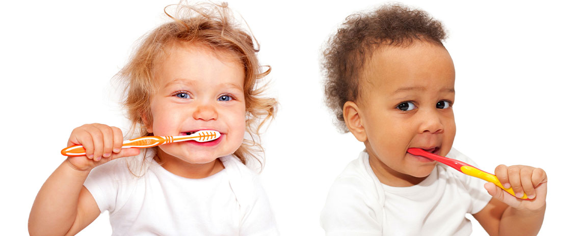 Mom and baby brushing teeth before dentist appointment in Livermore